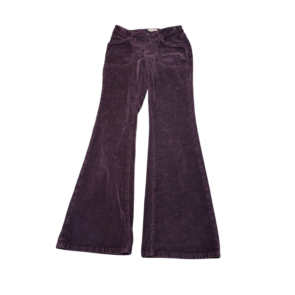 Pilcro and the Letterpress Purple Corduroy Flared Trousers